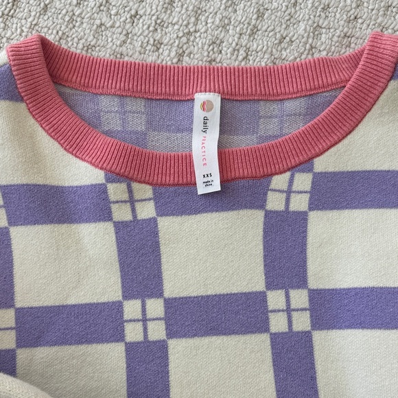 Anthropologie Purple and Cream Checkered Women's Sweater - Picture 4 of 5
